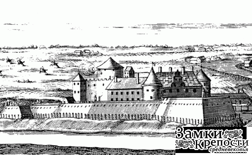 Замок Бауска на старой гравюре (1701 г.)