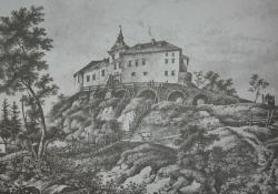 Олесский замок на старой литографии