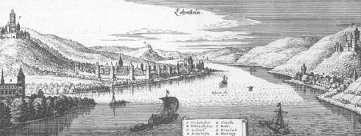 Замок Ланек и город Ланштайн на гравюре